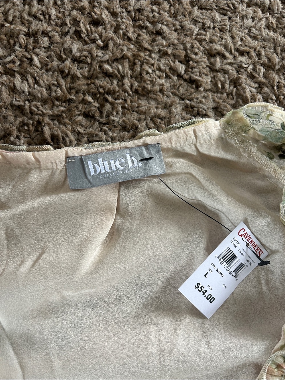 Floral Tiered Womens Dress - Light Cream & Green - Picture 2 of 4